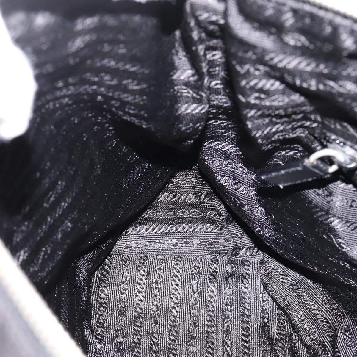 PRADA Shoulder Bag Nylon Black Silver Auth 201223A