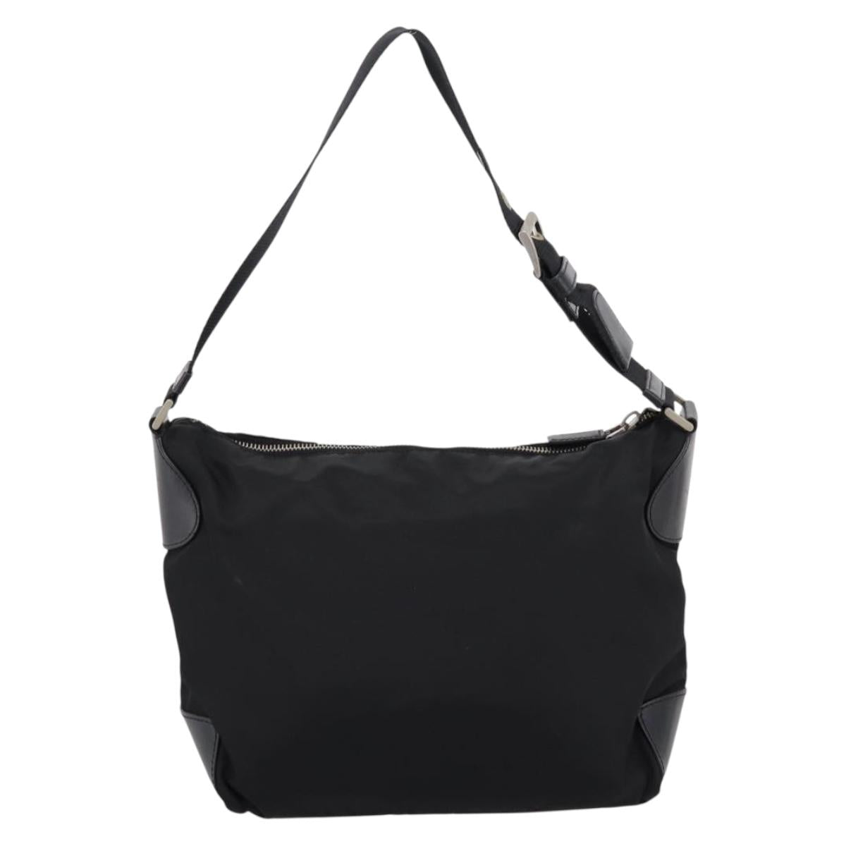 PRADA Shoulder Bag Nylon Black Silver Auth 201223A