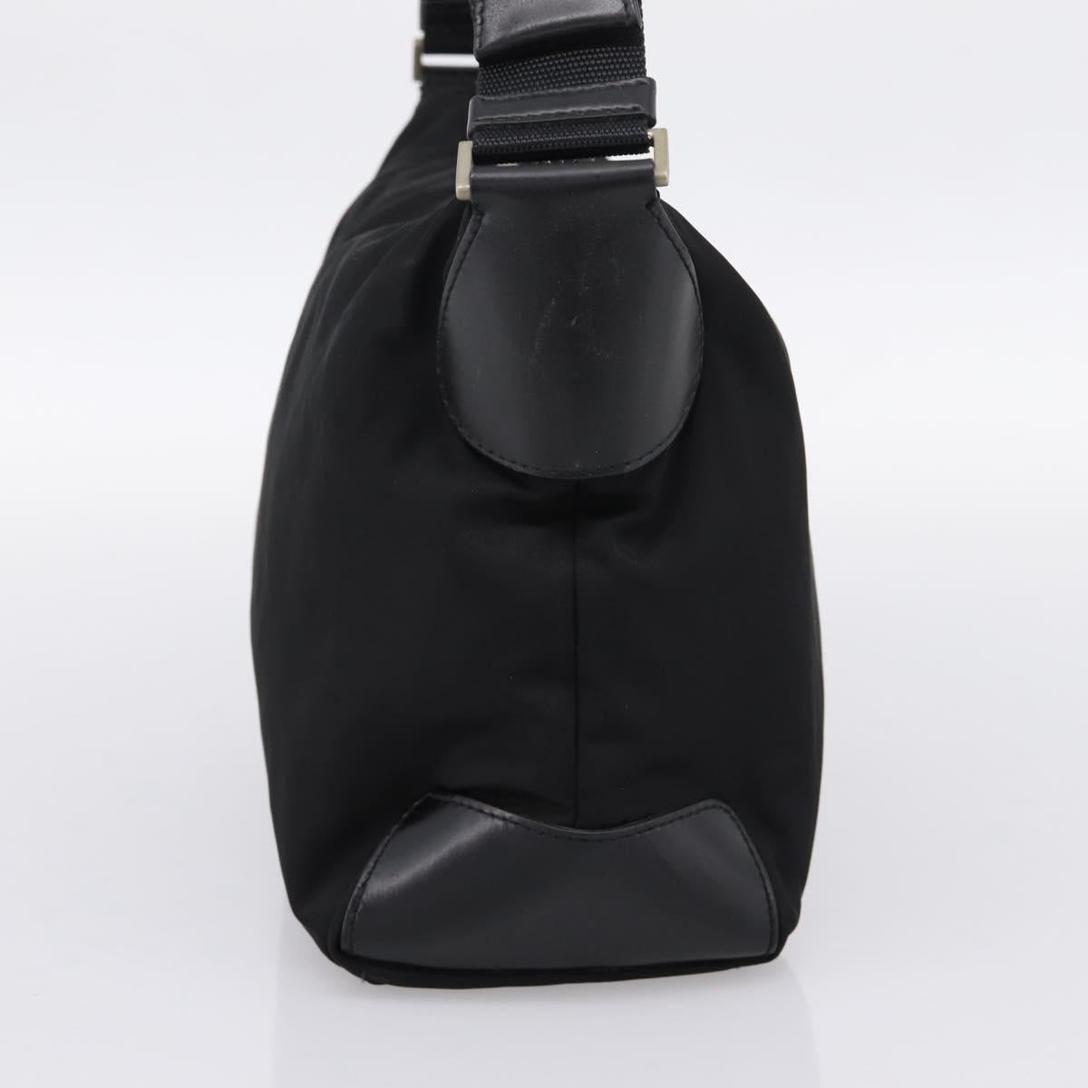 PRADA Shoulder Bag Nylon Black Silver Auth 201223A