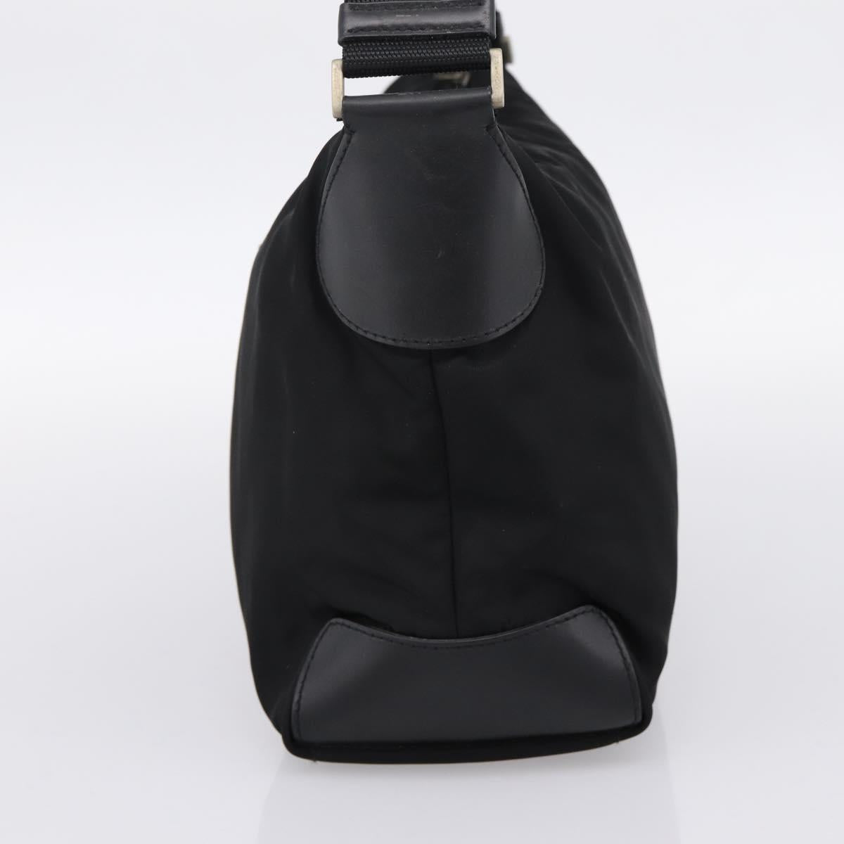 PRADA Shoulder Bag Nylon Black Silver Auth 201223A