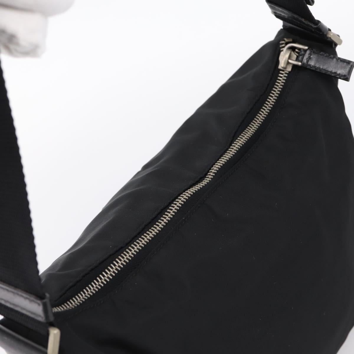 PRADA Shoulder Bag Nylon Black Silver Auth 201223A