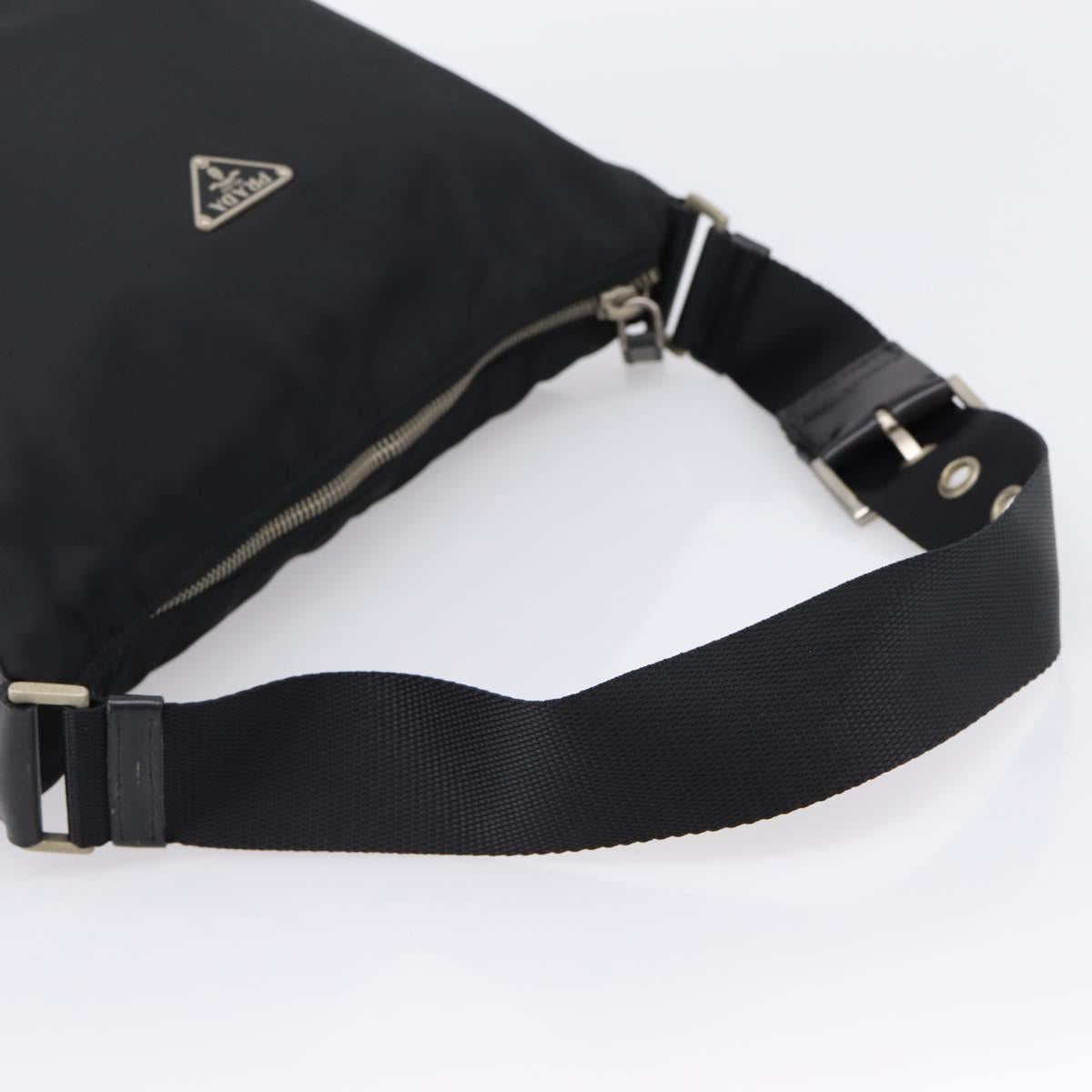 PRADA Shoulder Bag Nylon Black Silver Auth 201223A