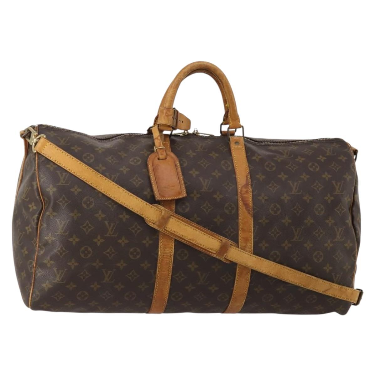 LOUIS VUITTON Monogram Keepall Bandouliere 55 Boston Bag M41414 LV Auth 201227