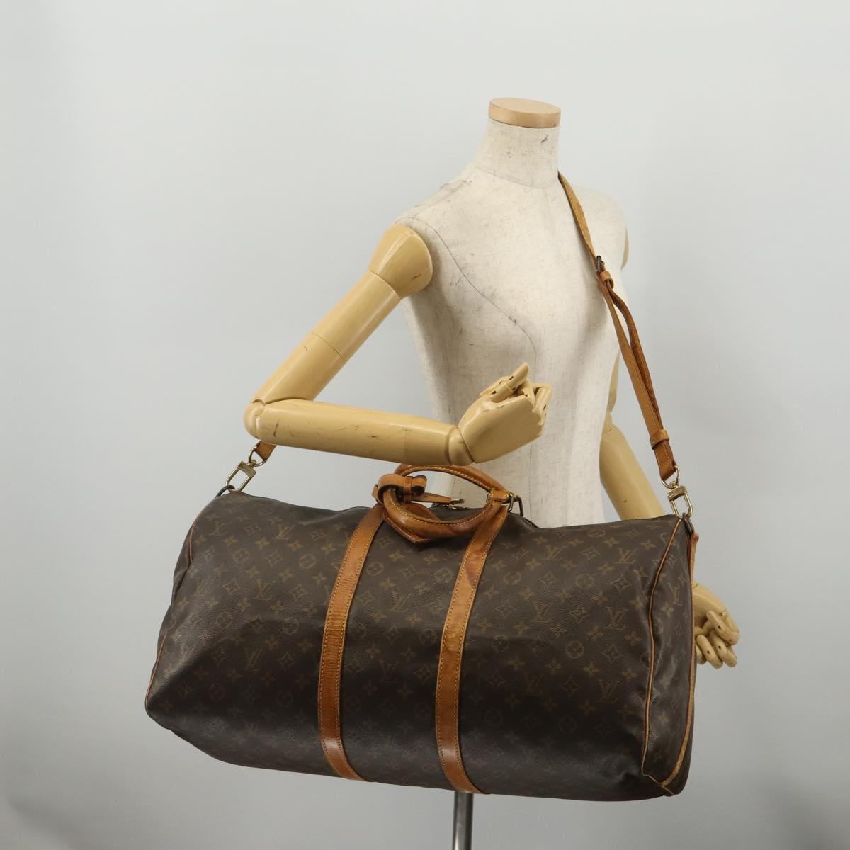 LOUIS VUITTON Monogram Keepall Bandouliere 55 Boston Bag M41414 LV Auth 201227