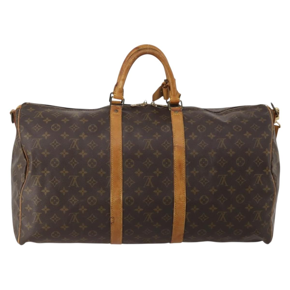LOUIS VUITTON Monogram Keepall Bandouliere 55 Boston Bag M41414 LV Auth 201227