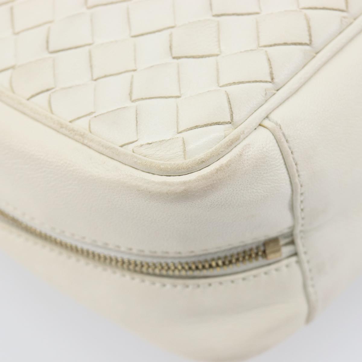 BOTTEGA VENETA INTRECCIATO Hand Bag Leather White Gold Tone 147740 Auth 201228