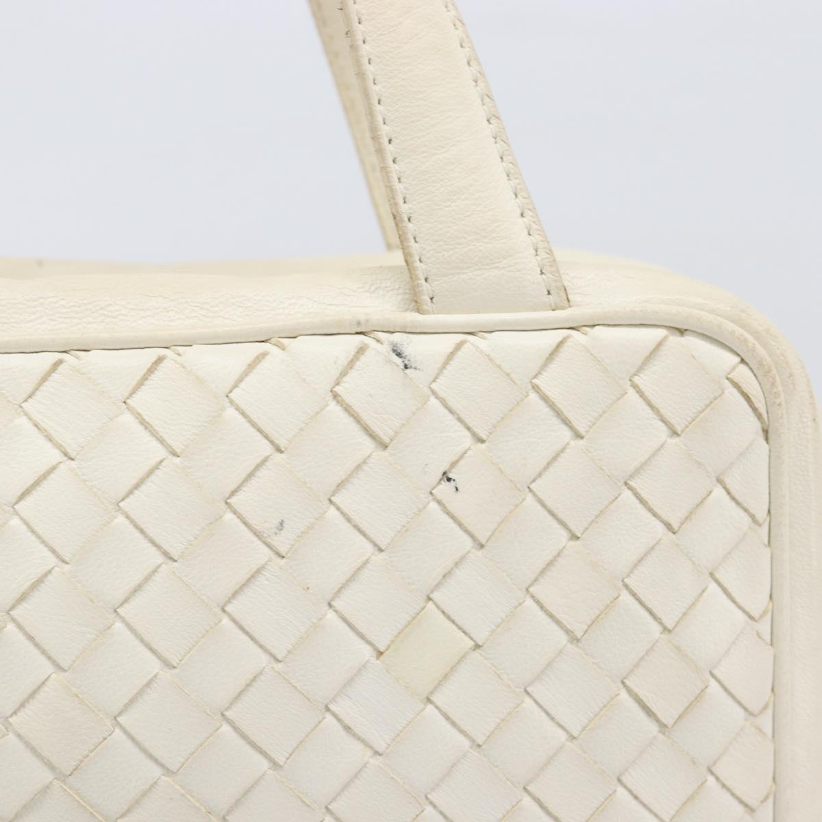 BOTTEGA VENETA INTRECCIATO Hand Bag Leather White Gold Tone 147740 Auth 201228