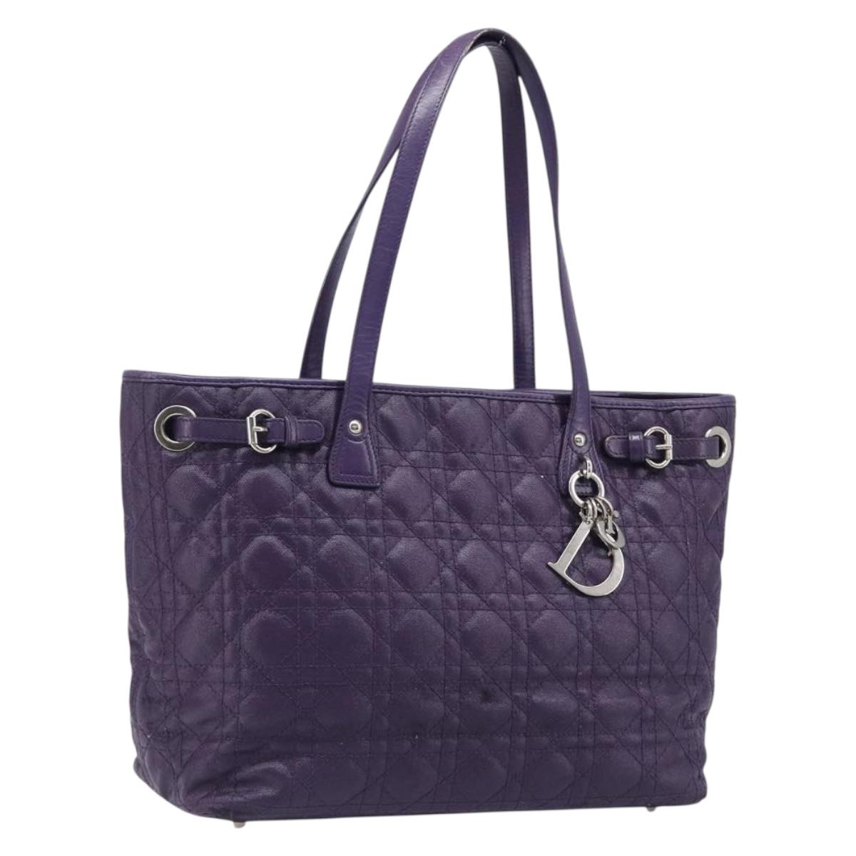Christian Dior Canage Tote Bag Canvas Purple Silver Auth 201229