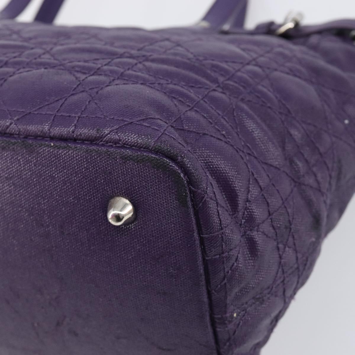 Christian Dior Canage Tote Bag Canvas Purple Silver Auth 201229