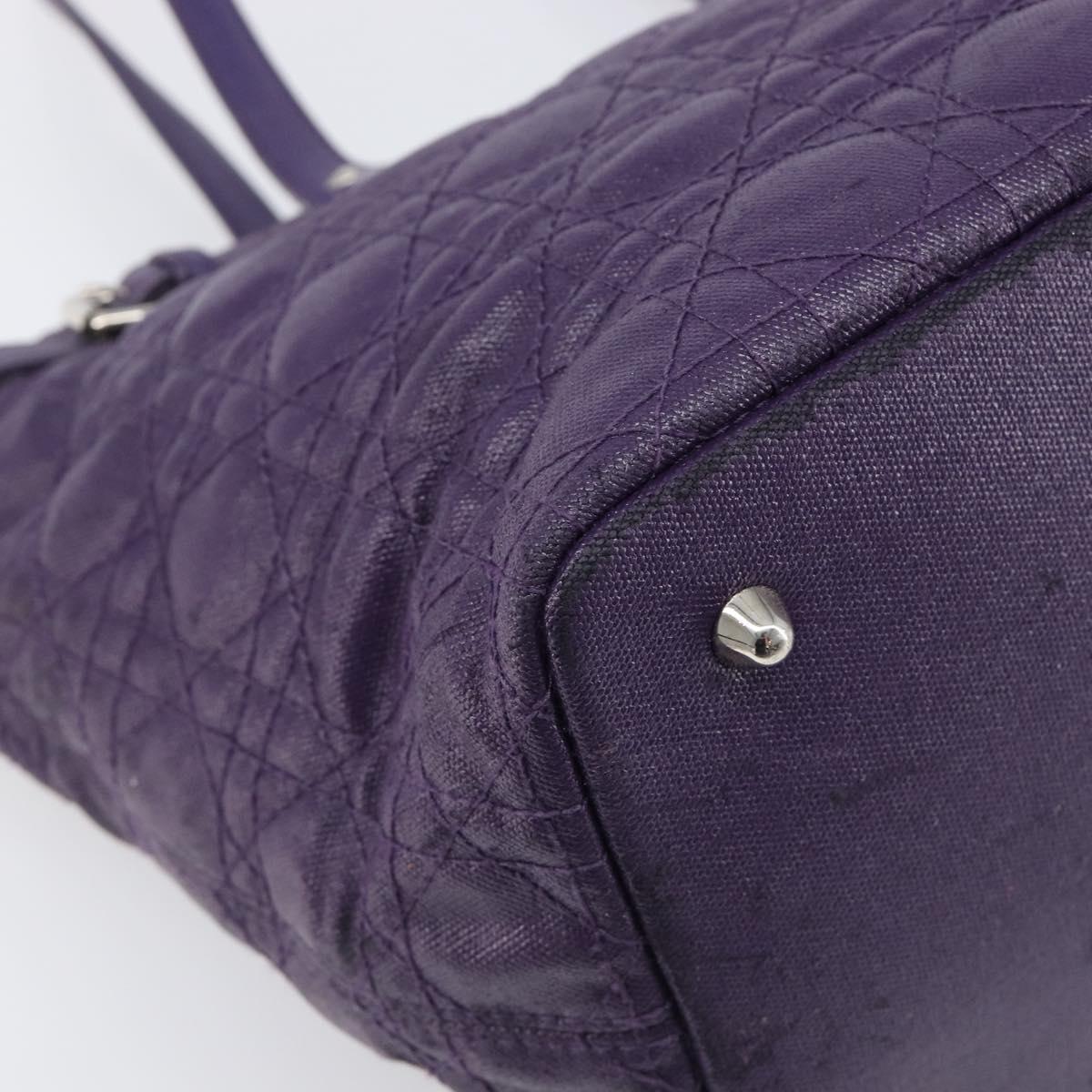 Christian Dior Canage Tote Bag Canvas Purple Silver Auth 201229