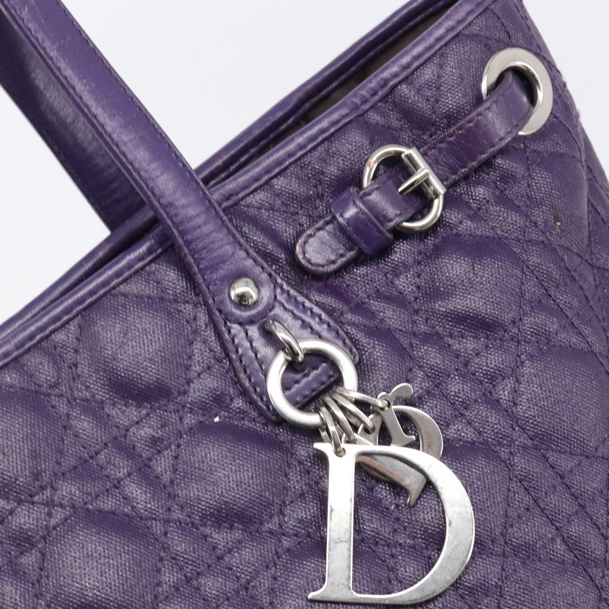 Christian Dior Canage Tote Bag Canvas Purple Silver Auth 201229