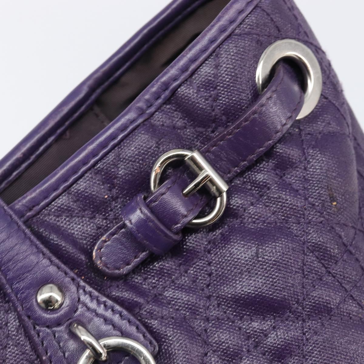 Christian Dior Canage Tote Bag Canvas Purple Silver Auth 201229