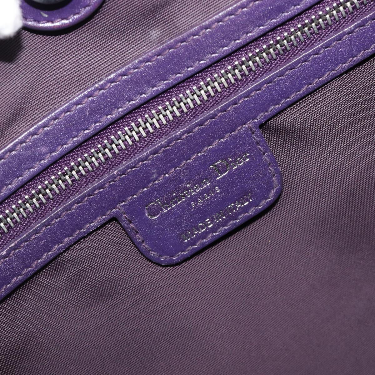 Christian Dior Canage Tote Bag Canvas Purple Silver Auth 201229