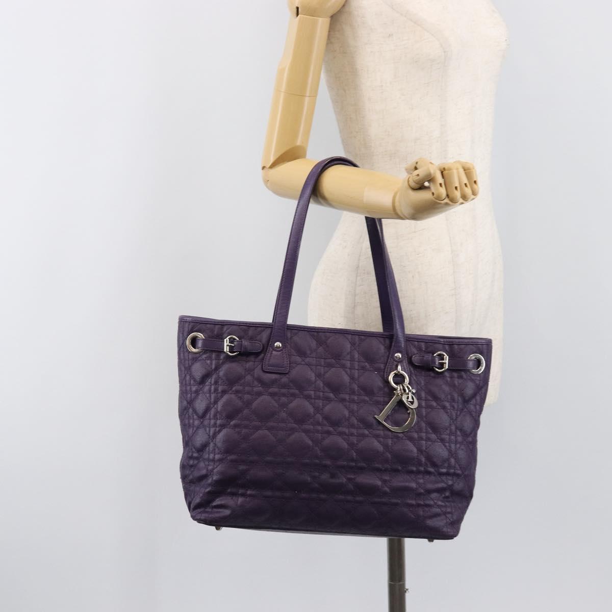 Christian Dior Canage Tote Bag Canvas Purple Silver Auth 201229
