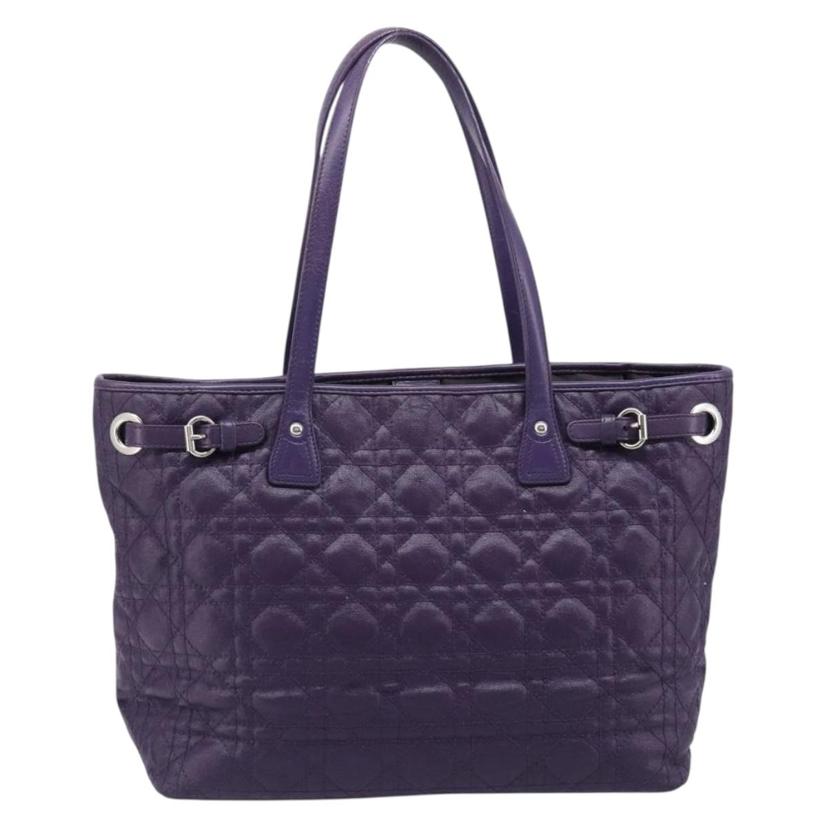 Christian Dior Canage Tote Bag Canvas Purple Silver Auth 201229