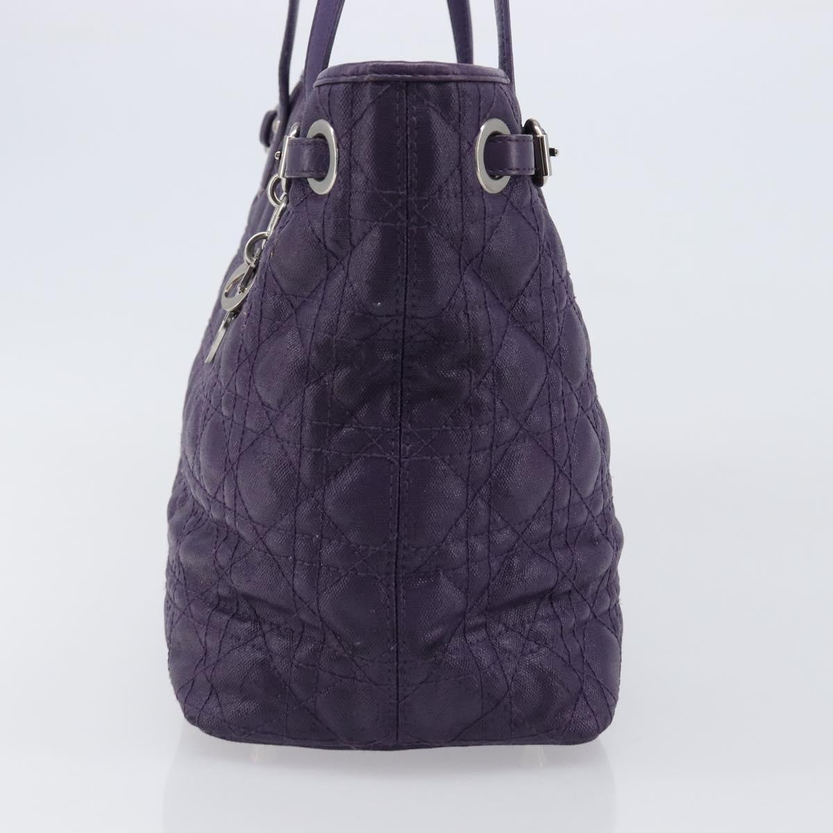 Christian Dior Canage Tote Bag Canvas Purple Silver Auth 201229