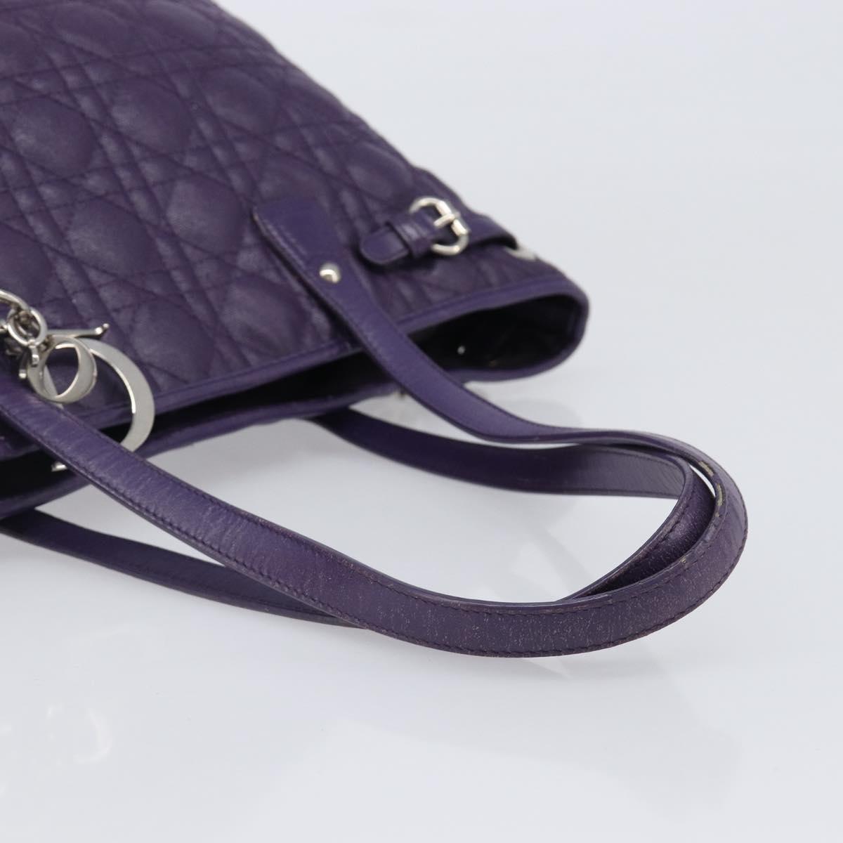 Christian Dior Canage Tote Bag Canvas Purple Silver Auth 201229