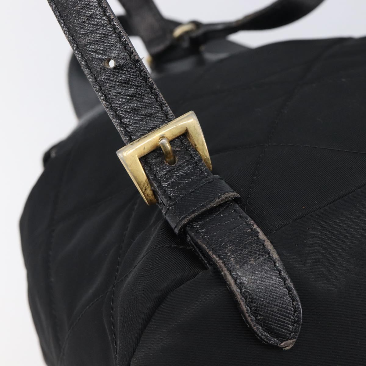 PRADA Backpack Nylon Black Gold Tone Auth 201231