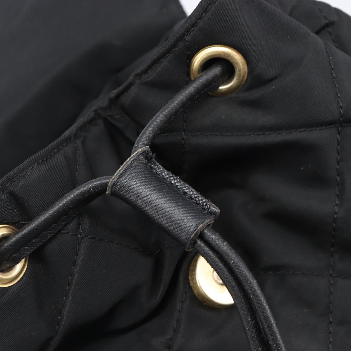 PRADA Backpack Nylon Black Gold Tone Auth 201231