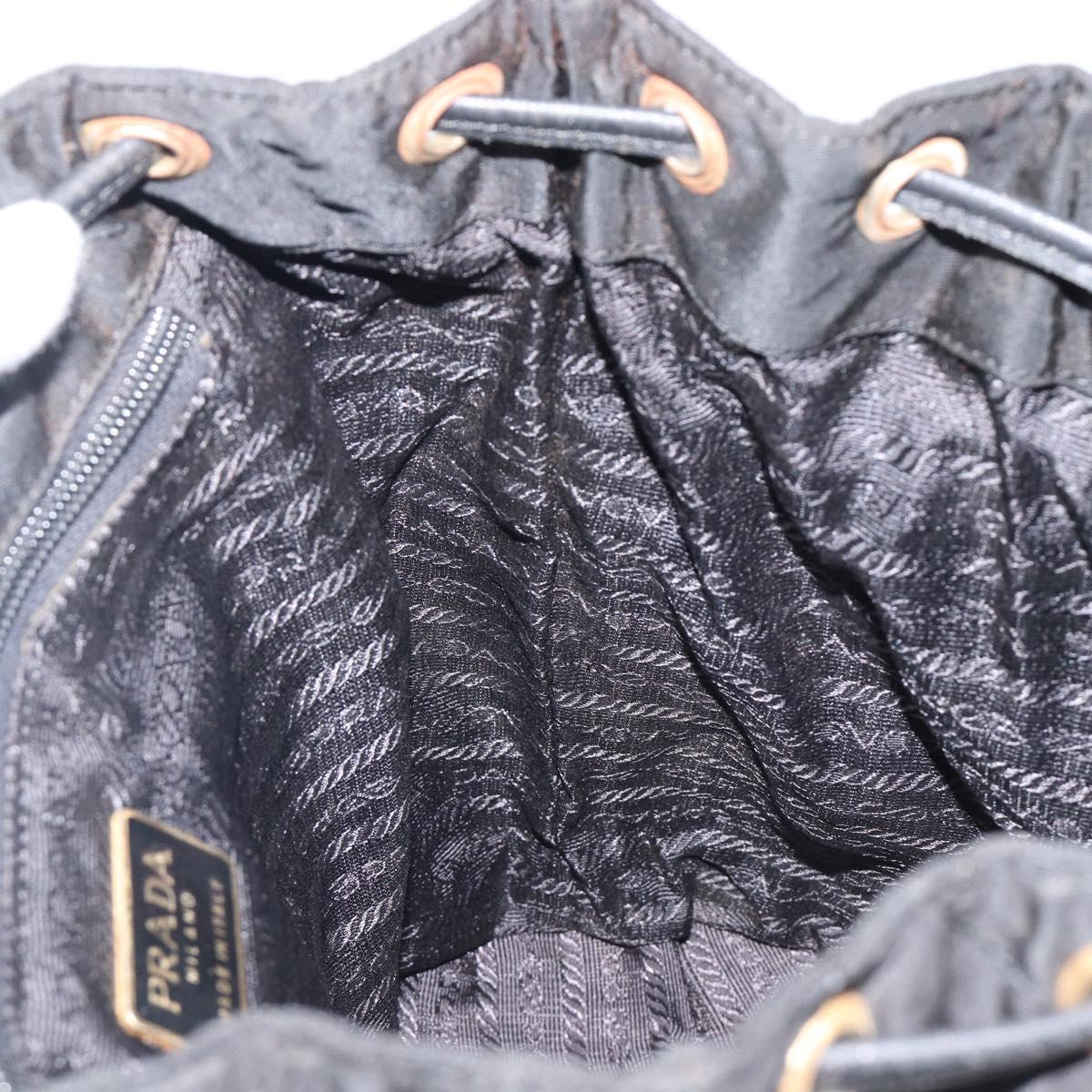 PRADA Backpack Nylon Black Gold Tone Auth 201231