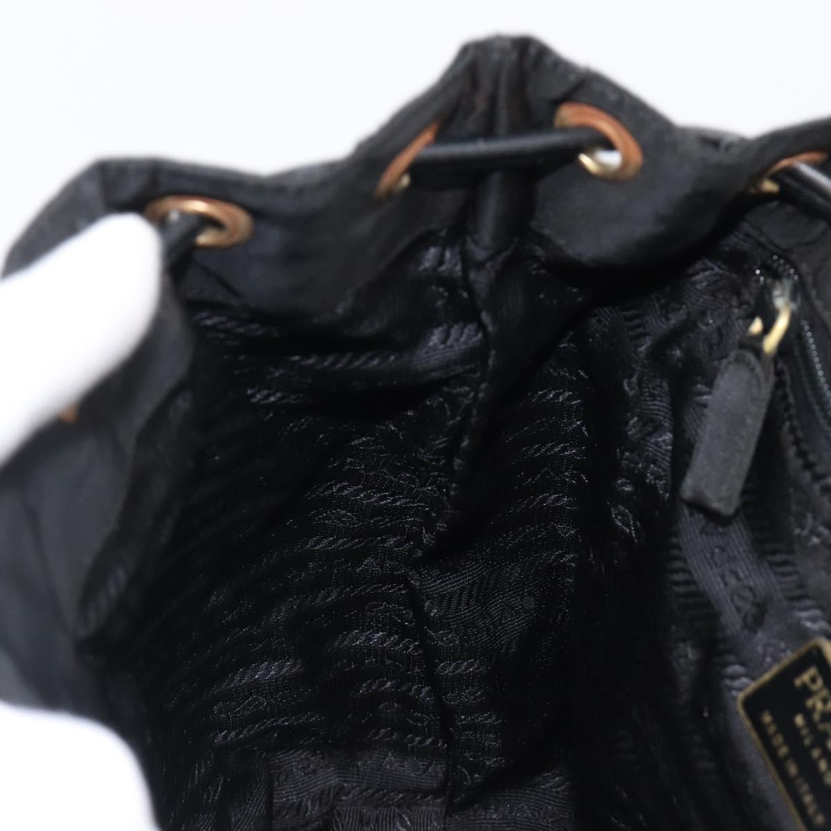 PRADA Backpack Nylon Black Gold Tone Auth 201231