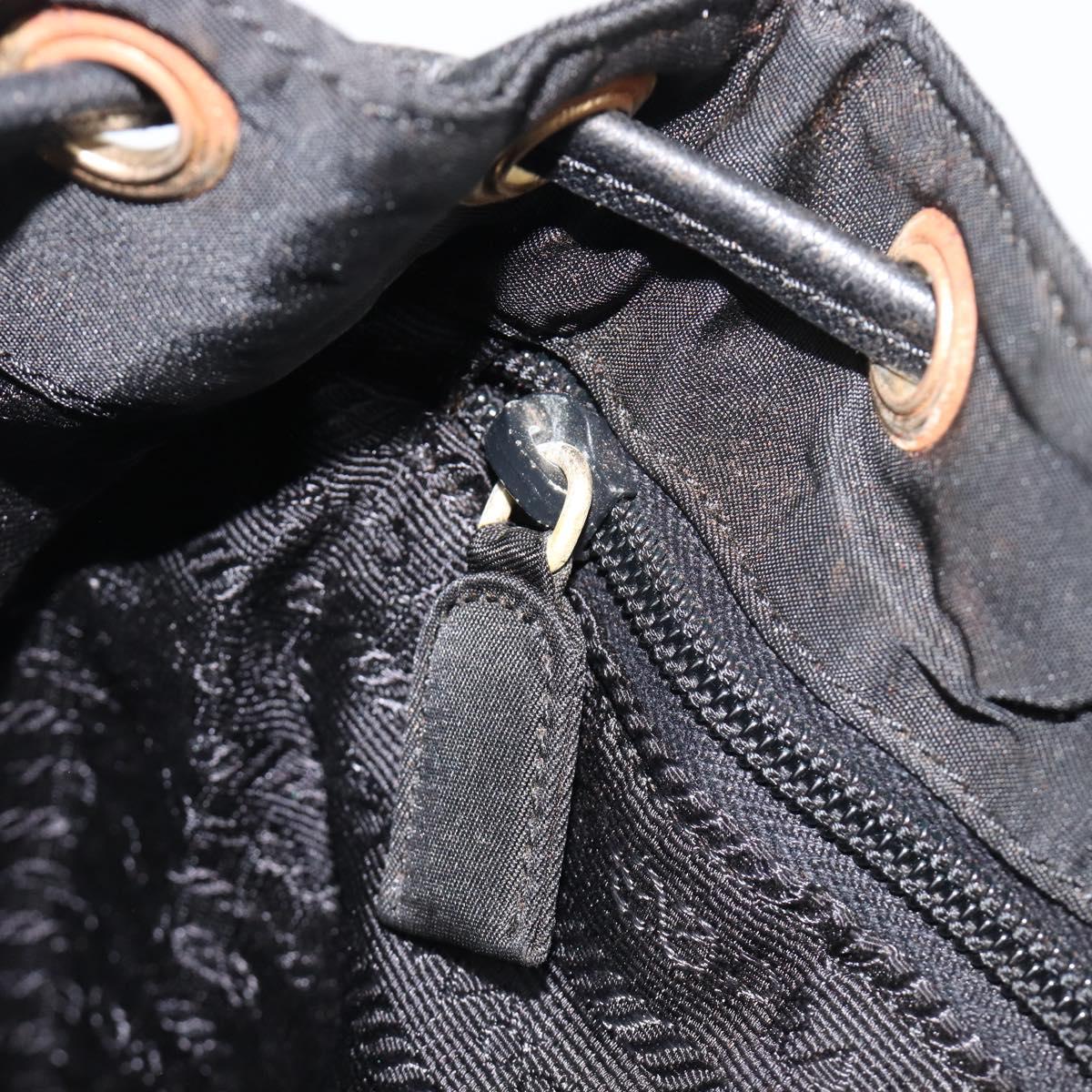 PRADA Backpack Nylon Black Gold Tone Auth 201231