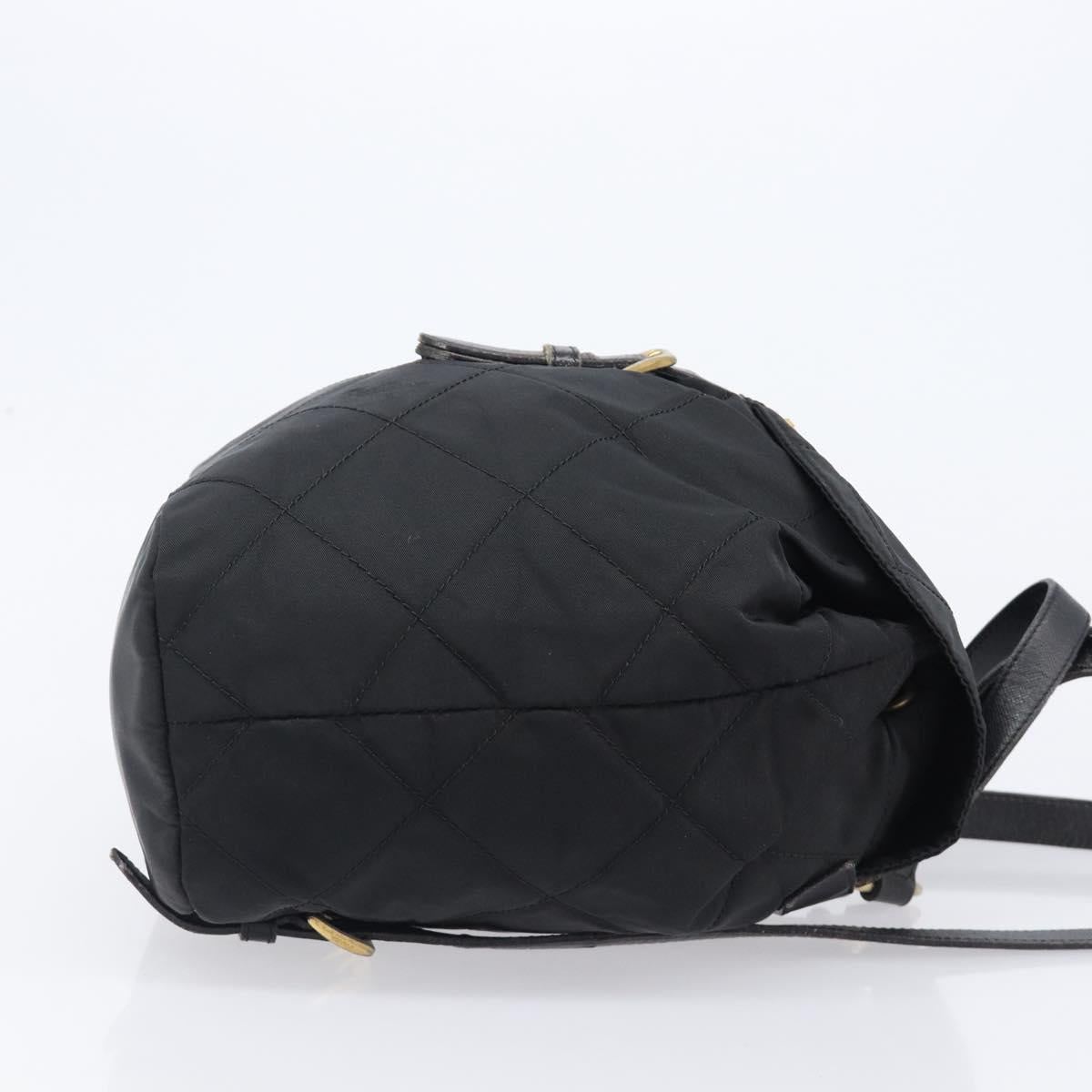 PRADA Backpack Nylon Black Gold Tone Auth 201231