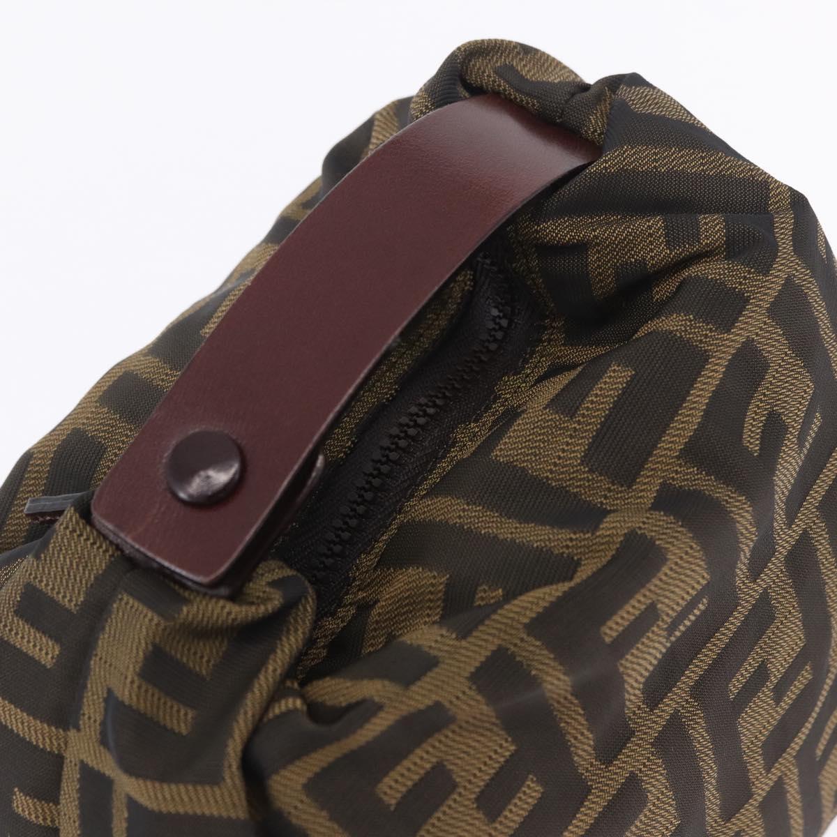 FENDI Zucca Canvas Pouch Black Silver Auth 201233