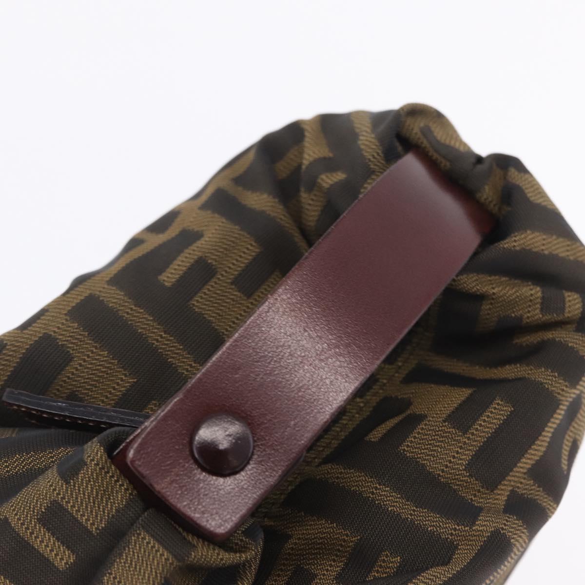 FENDI Zucca Canvas Pouch Black Silver Auth 201233