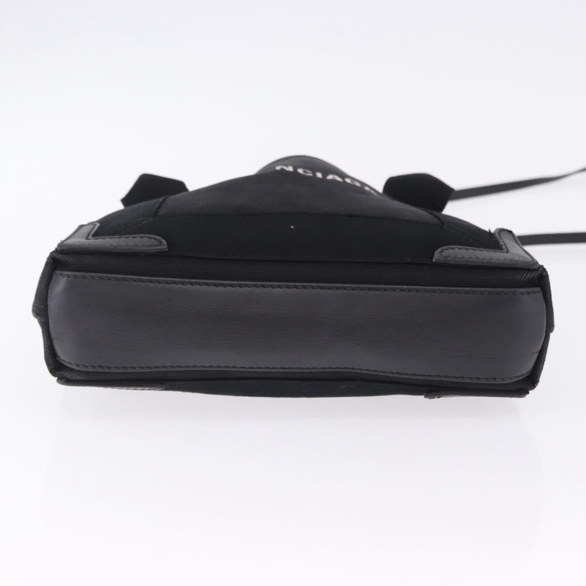 BALENCIAGA Navy Cabas XS Hand Bag Canvas Black Silver 390346 Auth 201237A
