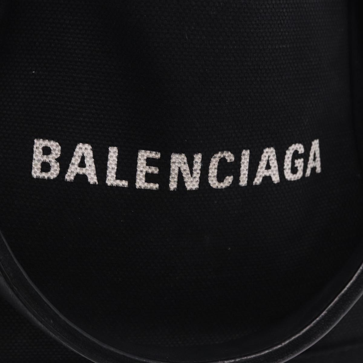 BALENCIAGA Navy Cabas XS Hand Bag Canvas Black Silver 390346 Auth 201237A