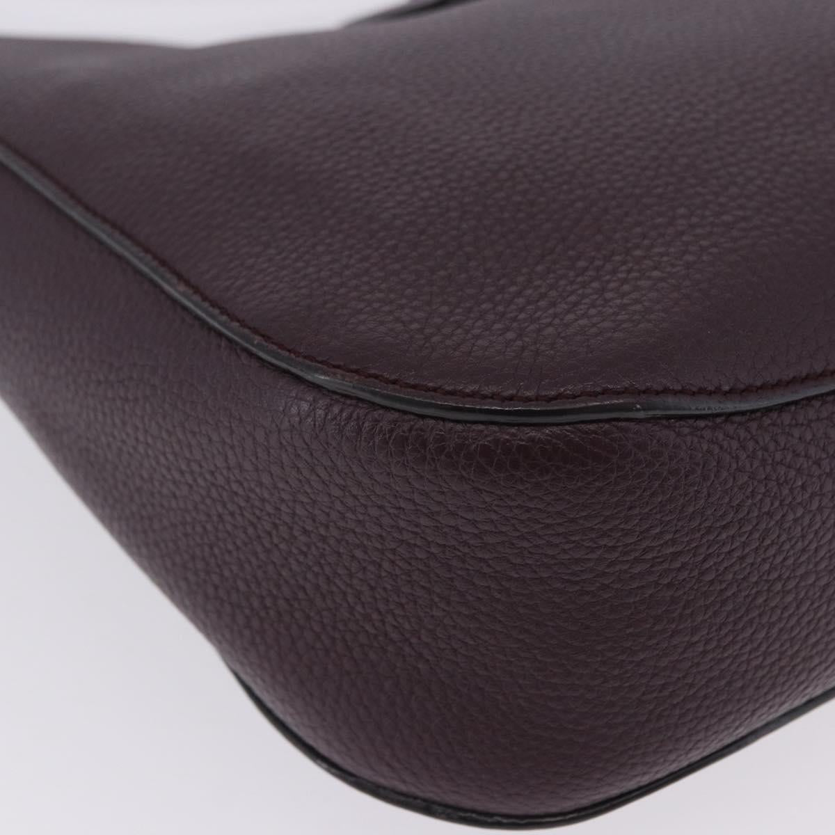 BALLY Shoulder Bag Leather Bordeaux Silver Auth 201238