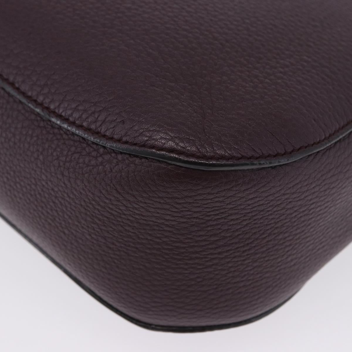 BALLY Shoulder Bag Leather Bordeaux Silver Auth 201238
