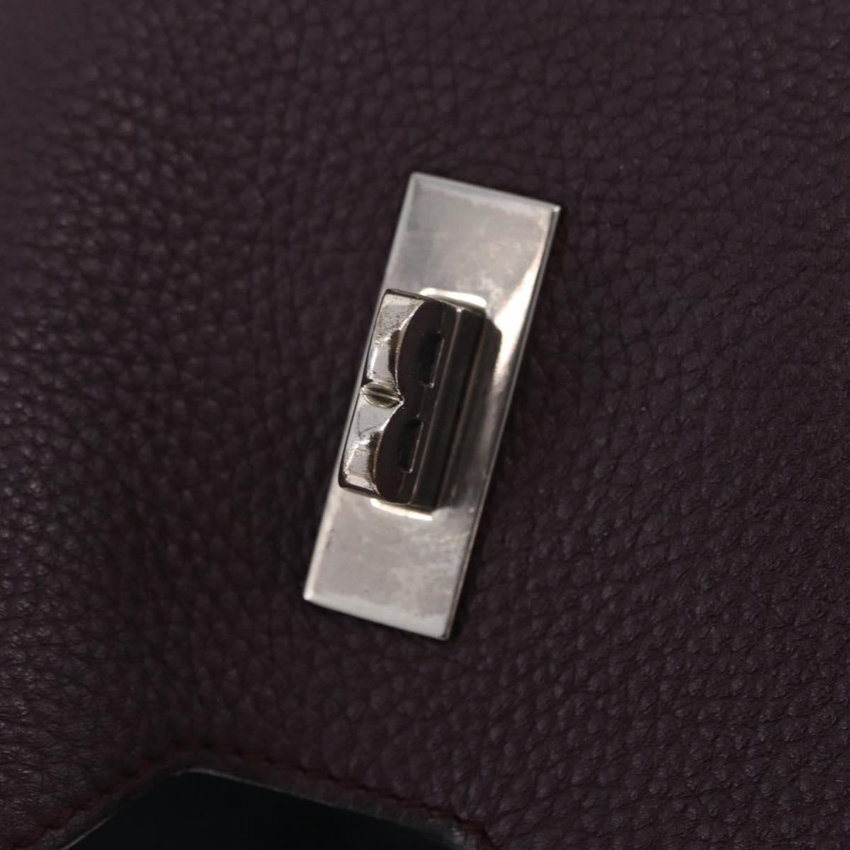 BALLY Shoulder Bag Leather Bordeaux Silver Auth 201238