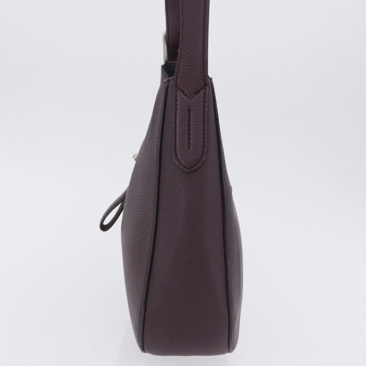 BALLY Shoulder Bag Leather Bordeaux Silver Auth 201238