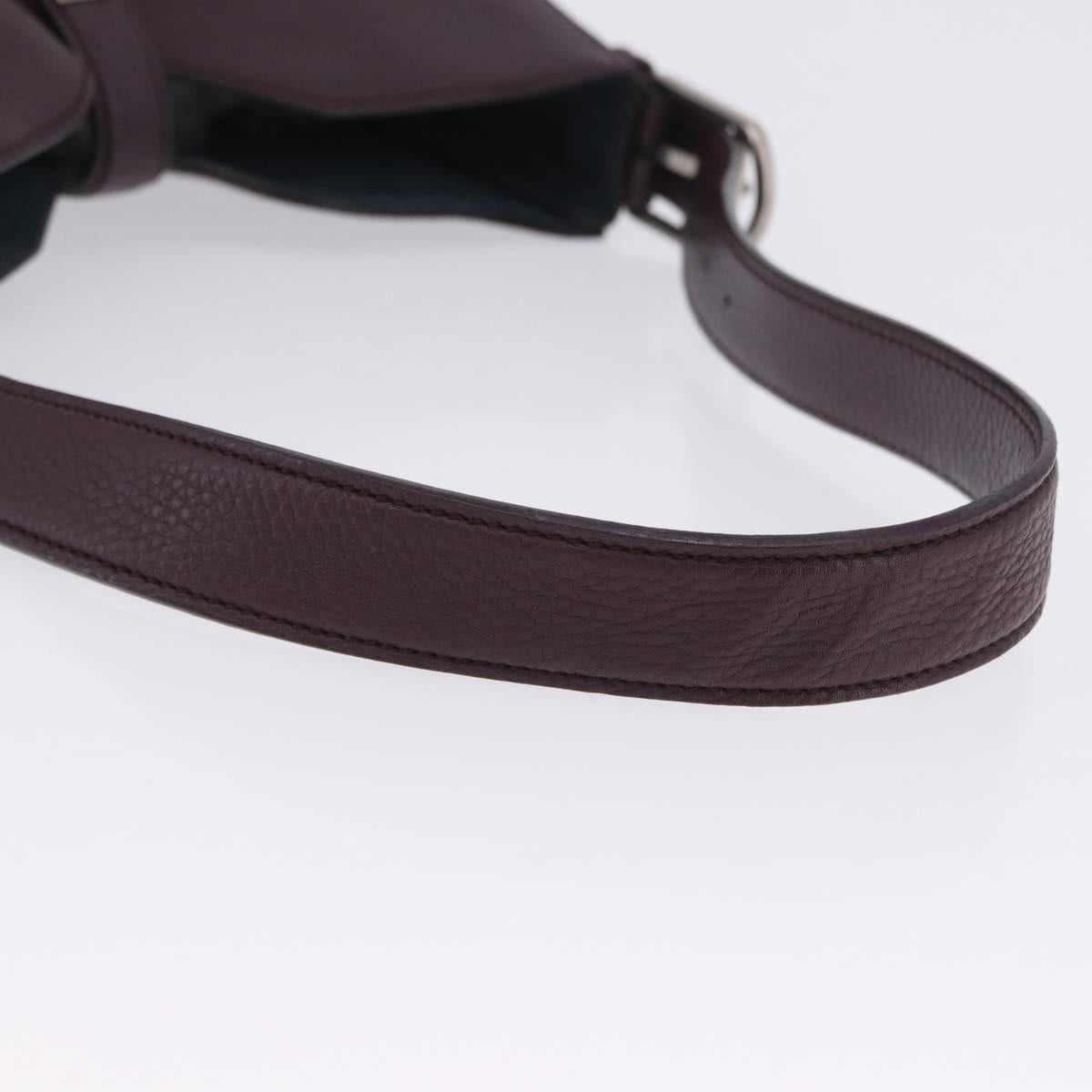 BALLY Shoulder Bag Leather Bordeaux Silver Auth 201238