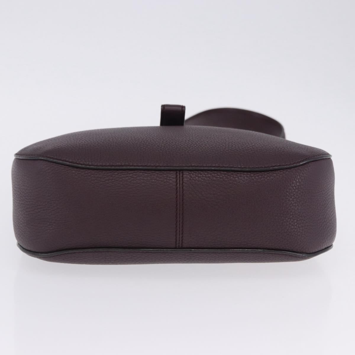 BALLY Shoulder Bag Leather Bordeaux Silver Auth 201238