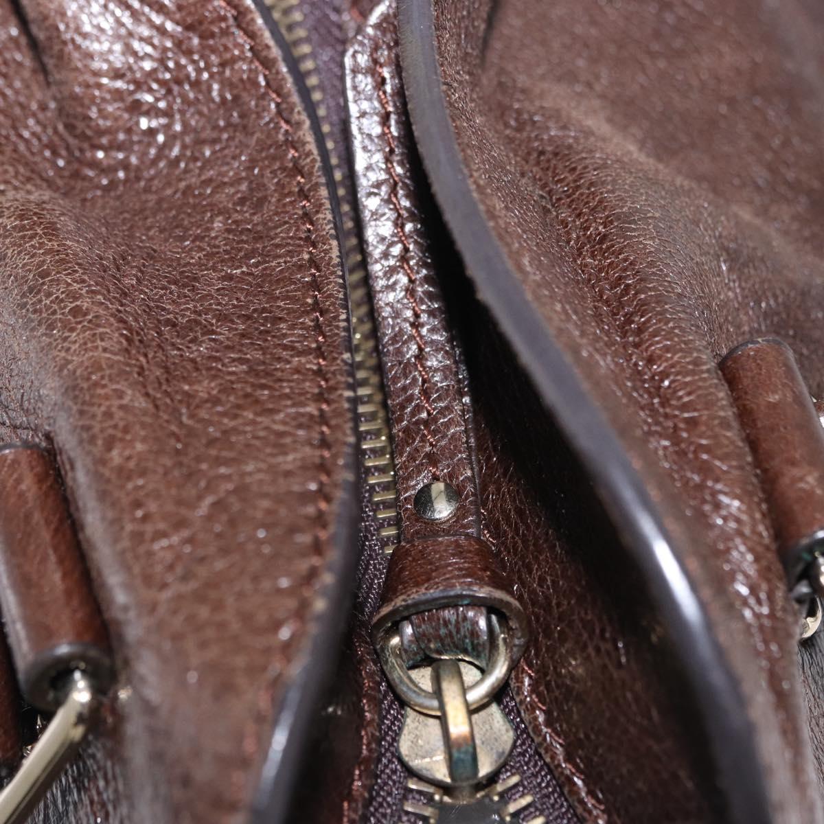 CELINE Shoulder Bag Leather Brown Gold Tone Auth 201239A