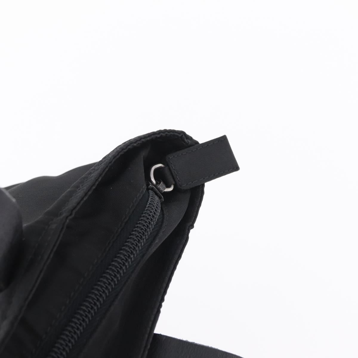 PRADA Tote Bag Nylon Black Silver Auth 201245A
