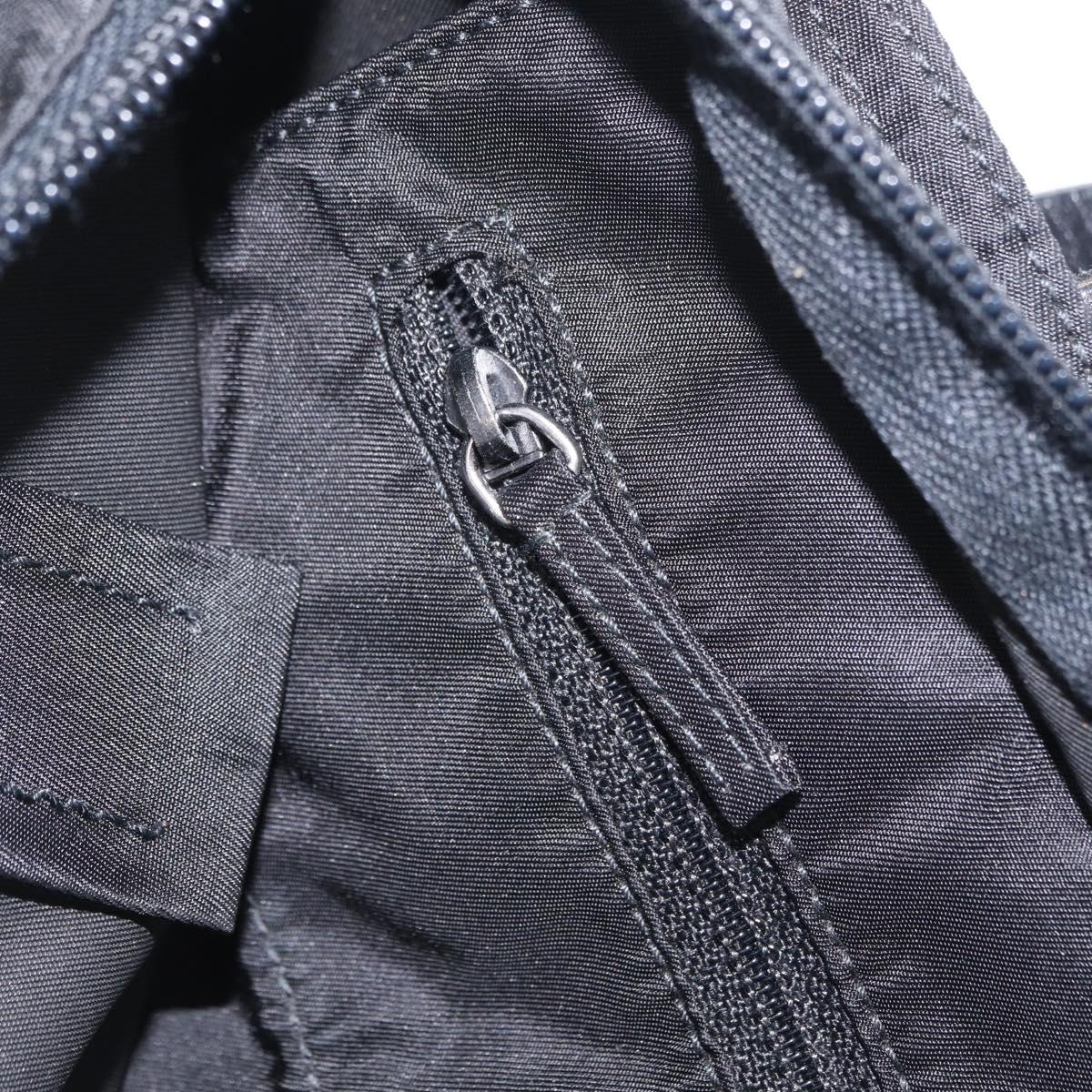PRADA Tote Bag Nylon Black Silver Auth 201245A