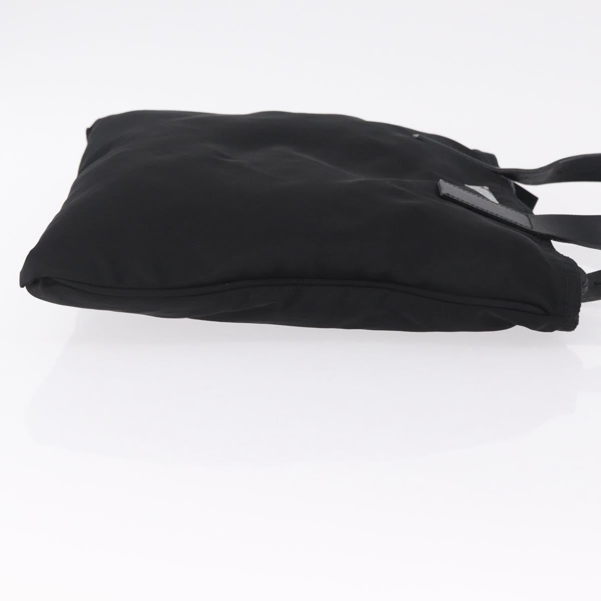 PRADA Tote Bag Nylon Black Silver Auth 201245A