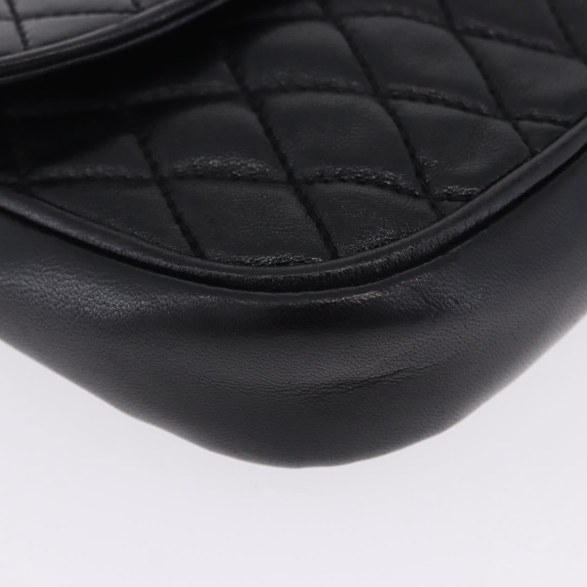 BALLY Chain Shoulder Bag Leather Black Gold Tone Auth 201246
