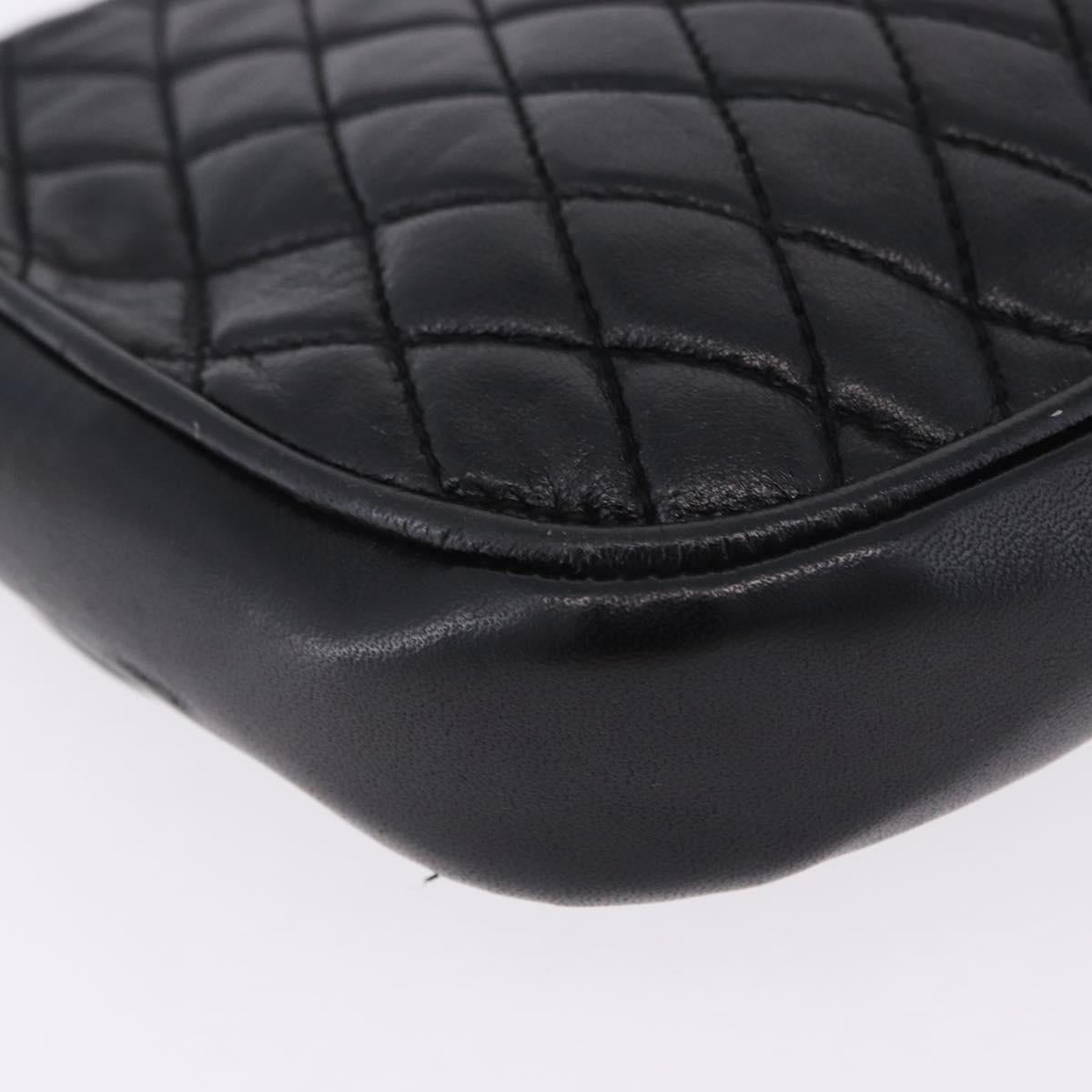 BALLY Chain Shoulder Bag Leather Black Gold Tone Auth 201246