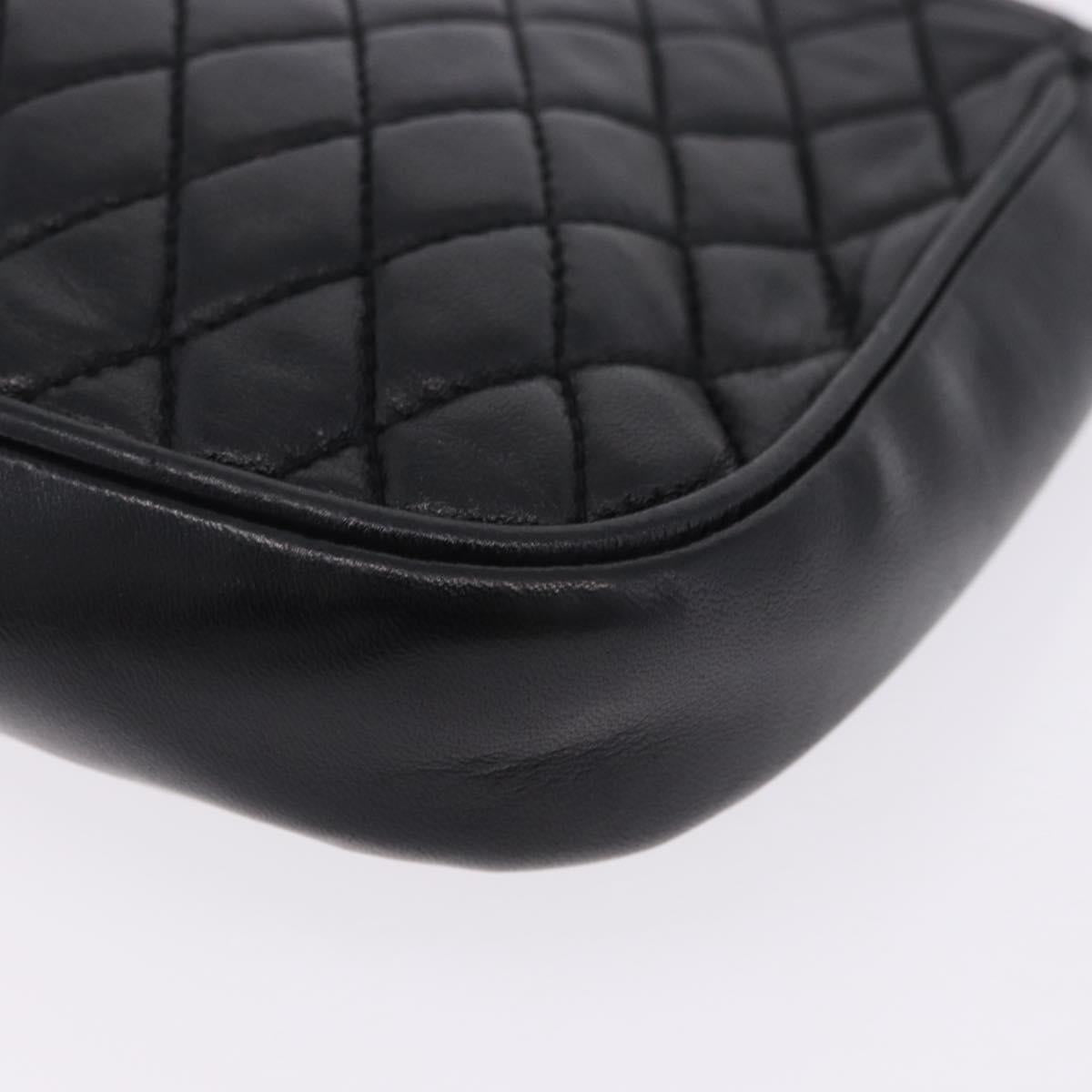BALLY Chain Shoulder Bag Leather Black Gold Tone Auth 201246