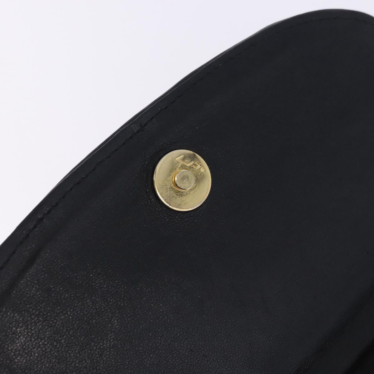 BALLY Chain Shoulder Bag Leather Black Gold Tone Auth 201246