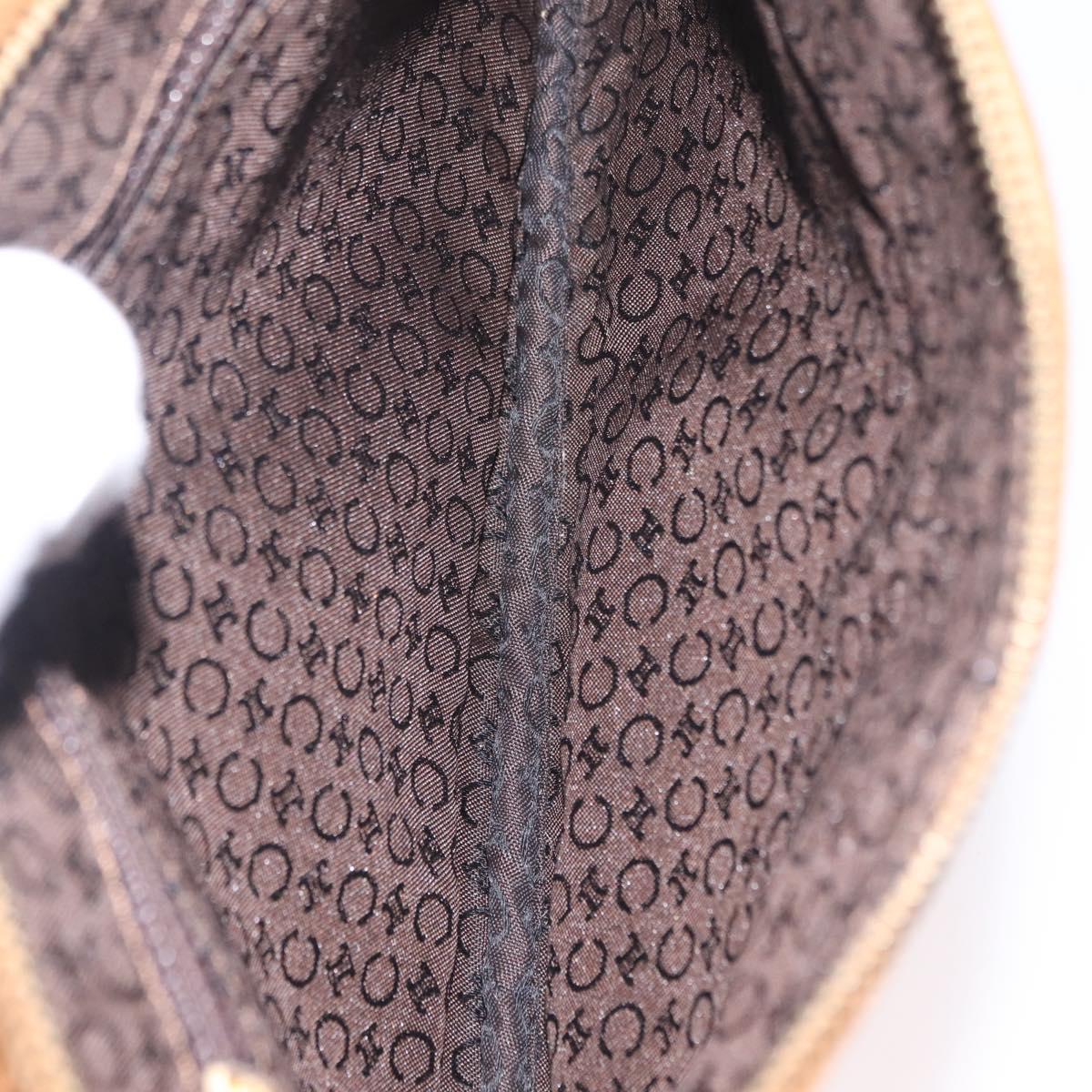 CELINE C Macadam Canvas Shoulder Bag Suede Brown Gold Auth 201247