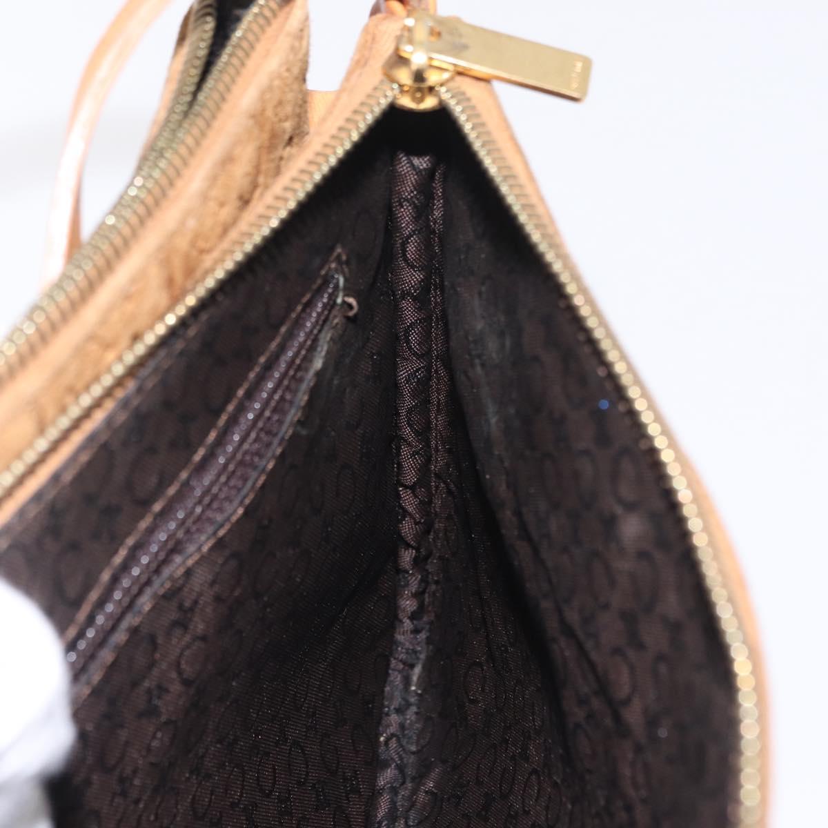 CELINE C Macadam Canvas Shoulder Bag Suede Brown Gold Auth 201247