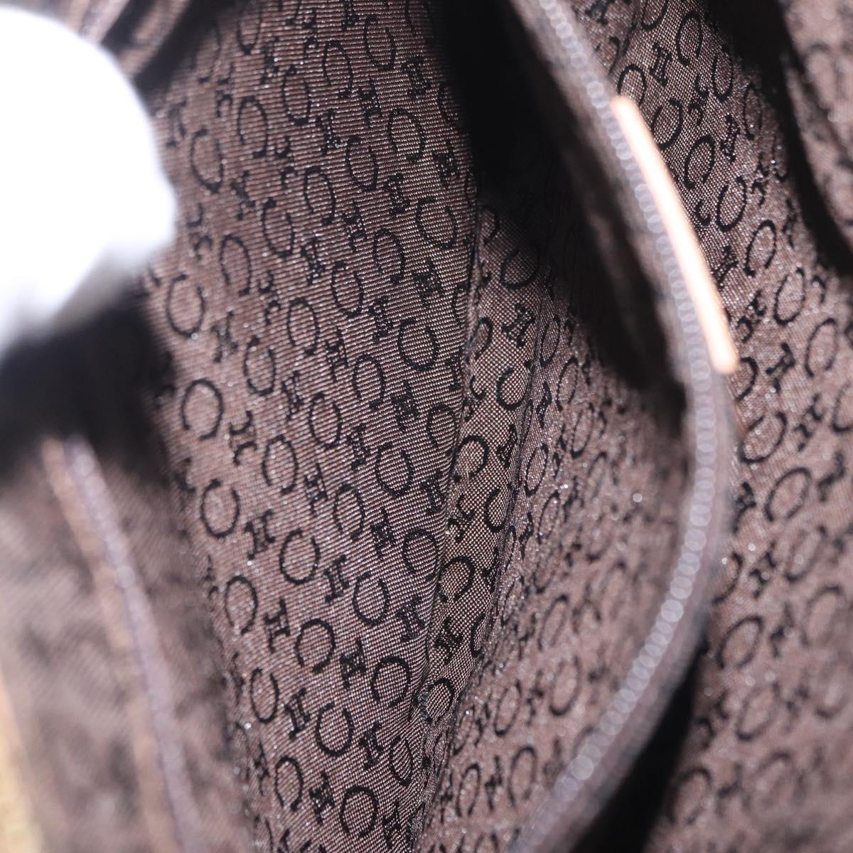 CELINE C Macadam Canvas Shoulder Bag Suede Brown Gold Auth 201247