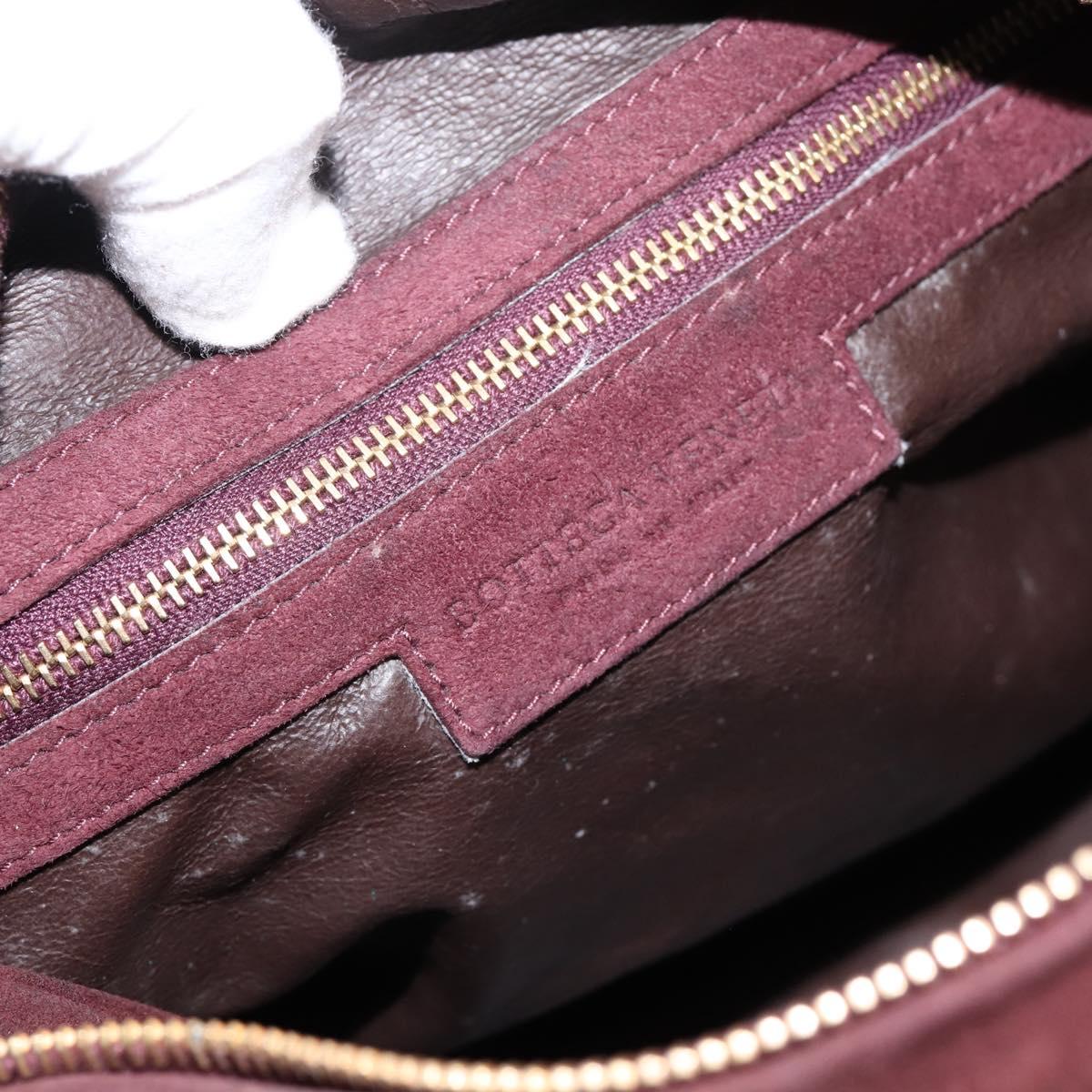 BOTTEGA VENETA Hand Bag Suede Bordeaux Gold Tone Auth 201251