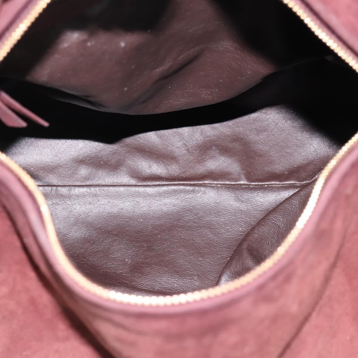 BOTTEGA VENETA Hand Bag Suede Bordeaux Gold Tone Auth 201251